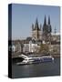 Church of Great Saint Martin and Cathedral, Seen across the River Rhine, Cologne, North Rhine Westp-Hans Peter Merten-Stretched Canvas