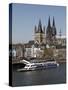Church of Great Saint Martin and Cathedral, Seen across the River Rhine, Cologne, North Rhine Westp-Hans Peter Merten-Stretched Canvas