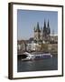 Church of Great Saint Martin and Cathedral, Seen across the River Rhine, Cologne, North Rhine Westp-Hans Peter Merten-Framed Photographic Print