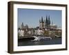 Church of Great Saint Martin and Cathedral, Seen across the River Rhine, Cologne, North Rhine Westp-Hans Peter Merten-Framed Photographic Print