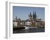 Church of Great Saint Martin and Cathedral, Seen across the River Rhine, Cologne, North Rhine Westp-Hans Peter Merten-Framed Photographic Print