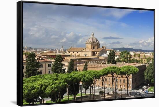 Church of Il Gesu and Biblioteca Della Societa Italiana, Piazza Venezia, Rome, Italy-Mauricio Abreu-Framed Stretched Canvas