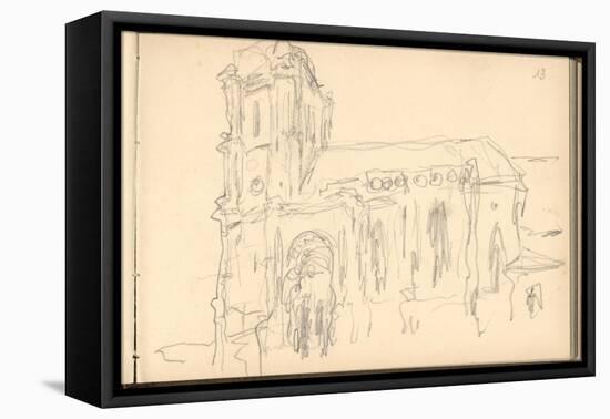 Church of Montjavoult (Pencil on Paper)-Claude Monet-Framed Stretched Canvas