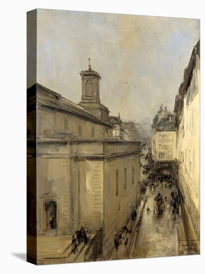 Church of Notre Dame De Lorette and the Rue Flechier, Paris-Antoine Vollon-Stretched Canvas