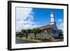 Church of Our Lady of Sorrows, UNESCO World Heritage Site, Dalcahue, Chiloe, Chile, South America-Michael Runkel-Framed Photographic Print