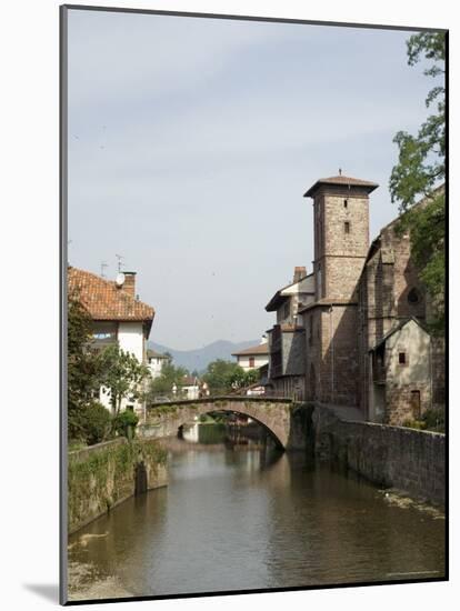 Church of Our Lady on Right of Old Bridge, St. Jean Pied De Port, Basque Country, Aquitaine-R H Productions-Mounted Photographic Print