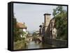 Church of Our Lady on Right of Old Bridge, St. Jean Pied De Port, Basque Country, Aquitaine-R H Productions-Framed Stretched Canvas