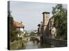 Church of Our Lady on Right of Old Bridge, St. Jean Pied De Port, Basque Country, Aquitaine-R H Productions-Stretched Canvas