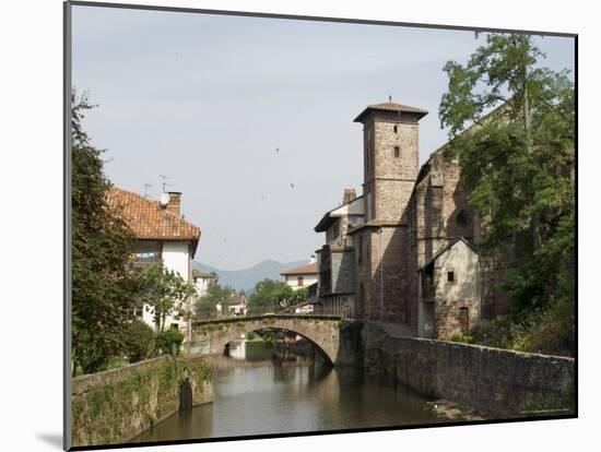 Church of Our Lady on Right of Old Bridge, St. Jean Pied De Port, Basque Country, Aquitaine-R H Productions-Mounted Photographic Print