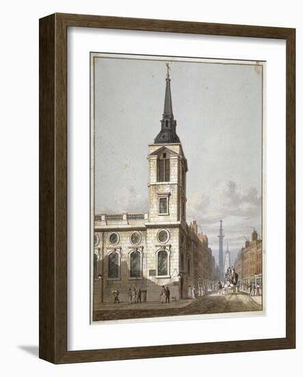 Church of St Benet Gracechurch and Gracechurch Street, City of London, 1811-George Shepherd-Framed Giclee Print