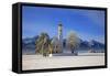 Church of St. Coloman and Tannheimer Alps near Schwangau, Allgau, Bavaria, Germany, Europe-Hans-Peter Merten-Framed Stretched Canvas