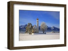 Church of St. Coloman and Tannheimer Alps near Schwangau, Allgau, Bavaria, Germany, Europe-Hans-Peter Merten-Framed Photographic Print