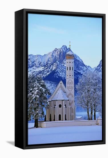 Church of St. Coloman and Tannheimer Alps near Schwangau, Allgau, Bavaria, Germany, Europe-Hans-Peter Merten-Framed Stretched Canvas