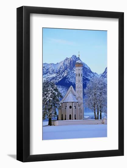 Church of St. Coloman and Tannheimer Alps near Schwangau, Allgau, Bavaria, Germany, Europe-Hans-Peter Merten-Framed Photographic Print