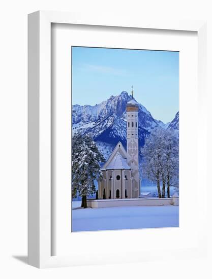 Church of St. Coloman and Tannheimer Alps near Schwangau, Allgau, Bavaria, Germany, Europe-Hans-Peter Merten-Framed Photographic Print