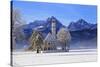 Church of St. Coloman and Tannheimer Alps near Schwangau, Allgau, Bavaria, Germany, Europe-Hans-Peter Merten-Stretched Canvas