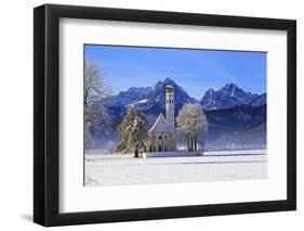 Church of St. Coloman and Tannheimer Alps near Schwangau, Allgau, Bavaria, Germany, Europe-Hans-Peter Merten-Framed Photographic Print