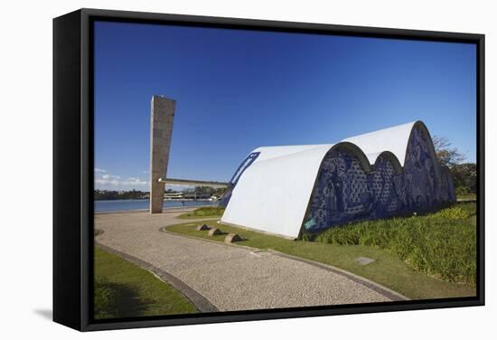 Church of St. Francis of Assisi, Pampulha Lake, Pampulha, Belo Horizonte, Minas Gerais, Brazil-Ian Trower-Framed Stretched Canvas