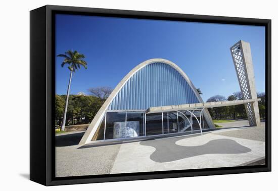 Church of St. Francis of Assisi, Pampulha Lake, Pampulha, Belo Horizonte, Minas Gerais, Brazil-Ian Trower-Framed Stretched Canvas