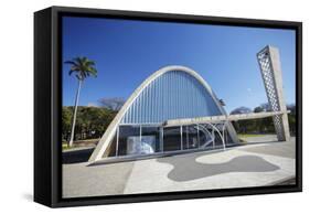 Church of St. Francis of Assisi, Pampulha Lake, Pampulha, Belo Horizonte, Minas Gerais, Brazil-Ian Trower-Framed Stretched Canvas