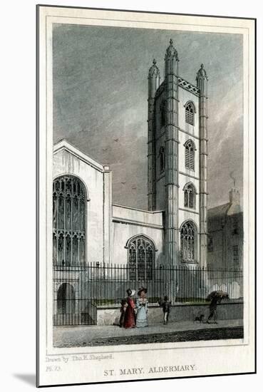 Church of St Mary Aldermary, City of London, C1830-W Watkins-Mounted Giclee Print