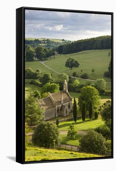 Church of St Mary the Virgin Surrounded by Beautiful Countryside, Lasborough in the Cotswolds-Adam Burton-Framed Stretched Canvas
