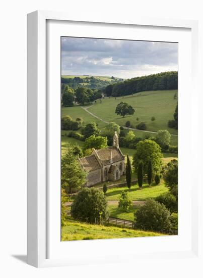 Church of St Mary the Virgin Surrounded by Beautiful Countryside, Lasborough in the Cotswolds-Adam Burton-Framed Premium Photographic Print