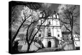 Church of St. Stanislaus Bishop in Krakow, Black and White Photography.-De Visu-Stretched Canvas
