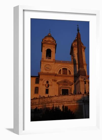 Church of the Trinita Dei Monti and the Sallust Obelisk at Sunset-null-Framed Giclee Print