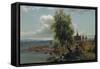 Church on the fjord-Jahn Ekenaes-Framed Stretched Canvas