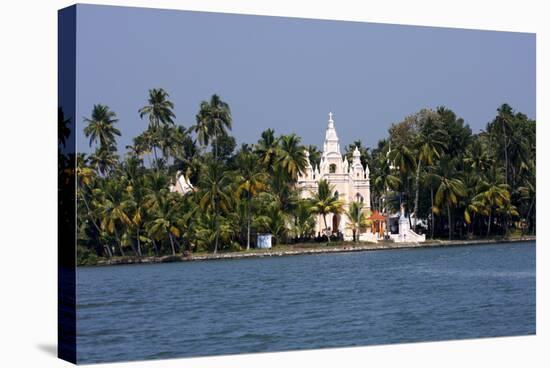 Church on the Shores of Ashtamudi Lake, Kollam, Kerala, India, Asia-Balan Madhavan-Stretched Canvas