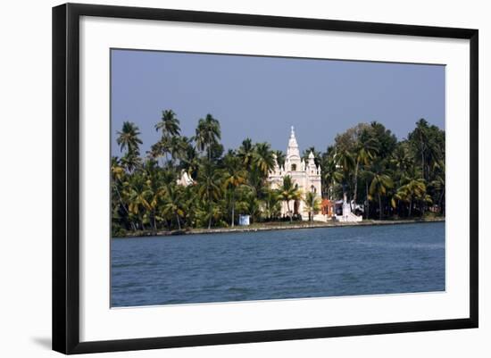 Church on the Shores of Ashtamudi Lake, Kollam, Kerala, India, Asia-Balan Madhavan-Framed Photographic Print