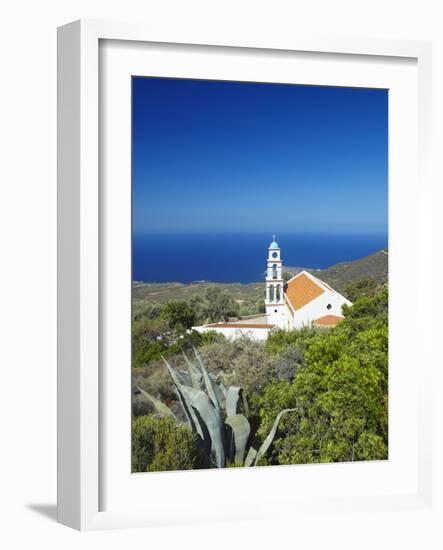 Church Overlooking the Aegean Sea, Chania, Crete, Greek Islands, Greece, Europe-Sakis Papadopoulos-Framed Photographic Print