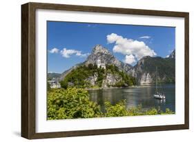 Church Overlooking Traunsee Lake, Traunkirchen, Upper Austria, Austria-Peter Adams-Framed Photographic Print