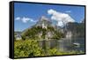 Church Overlooking Traunsee Lake, Traunkirchen, Upper Austria, Austria-Peter Adams-Framed Stretched Canvas