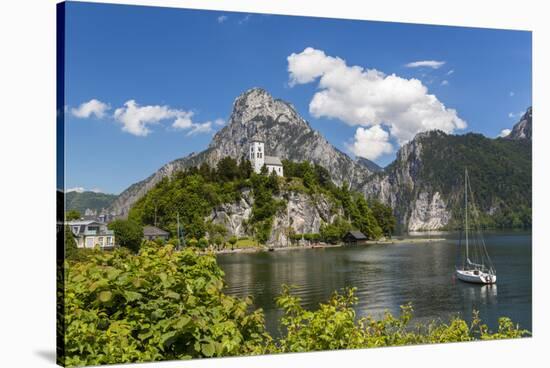 Church Overlooking Traunsee Lake, Traunkirchen, Upper Austria, Austria-Peter Adams-Stretched Canvas