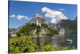 Church Overlooking Traunsee Lake, Traunkirchen, Upper Austria, Austria-Peter Adams-Stretched Canvas