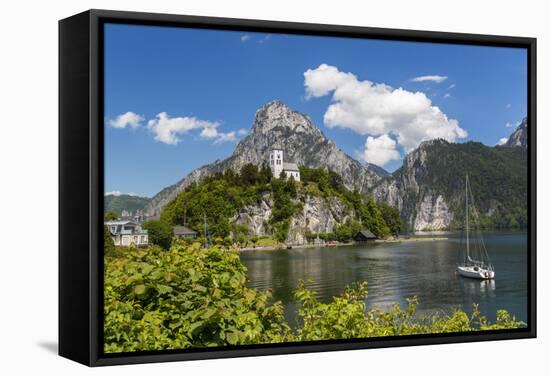 Church Overlooking Traunsee Lake, Traunkirchen, Upper Austria, Austria-Peter Adams-Framed Stretched Canvas