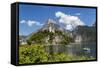 Church Overlooking Traunsee Lake, Traunkirchen, Upper Austria, Austria-Peter Adams-Framed Stretched Canvas