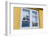 Church Reflected in Brightly Painted House Window in Sisimiut, Greenland, Polar Regions-Michael Nolan-Framed Photographic Print