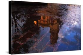 Church Reflected in Puddle-Danny Lehman-Stretched Canvas
