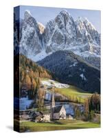 Church Sankt Magdalena, Villnoess Valley. Geisler Mountains. Italy-Martin Zwick-Stretched Canvas