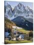 Church Sankt Magdalena, Villnoess Valley. Geisler Mountains. Italy-Martin Zwick-Stretched Canvas