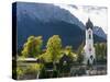 Church St. Johannes der Taufer (John the Baptist), Mount Zugspitze in the background-Martin Zwick-Stretched Canvas