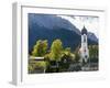 Church St. Johannes der Taufer (John the Baptist), Mount Zugspitze in the background-Martin Zwick-Framed Photographic Print