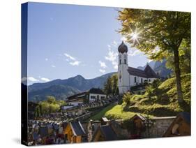 Church St. Johannes der Taufer. Village Grainau near Garmisch-Partenkirchen, Germany-Martin Zwick-Stretched Canvas