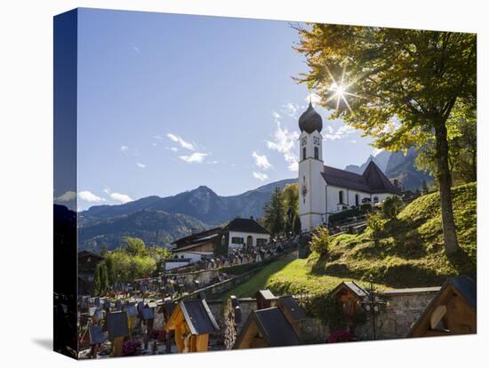 Church St. Johannes der Taufer. Village Grainau near Garmisch-Partenkirchen, Germany-Martin Zwick-Stretched Canvas