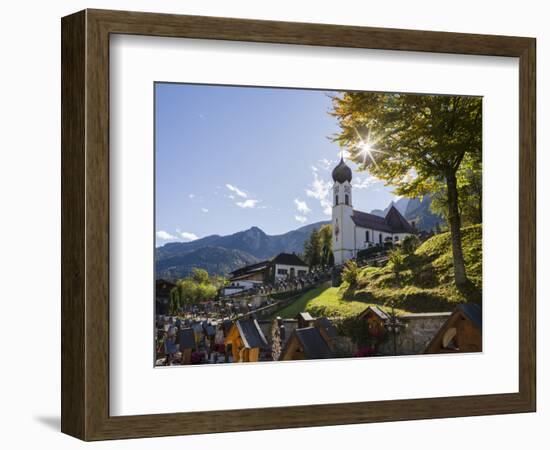 Church St. Johannes der Taufer. Village Grainau near Garmisch-Partenkirchen, Germany-Martin Zwick-Framed Photographic Print