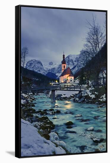 Church St Sebastian in Ramsau-Stefan Sassenrath-Framed Stretched Canvas