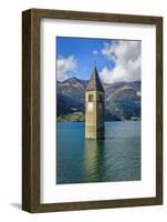 Church Steeple, 'Reschensee' (Lake Reschen), Comune of Graun, South Tyrol-Frina-Framed Photographic Print